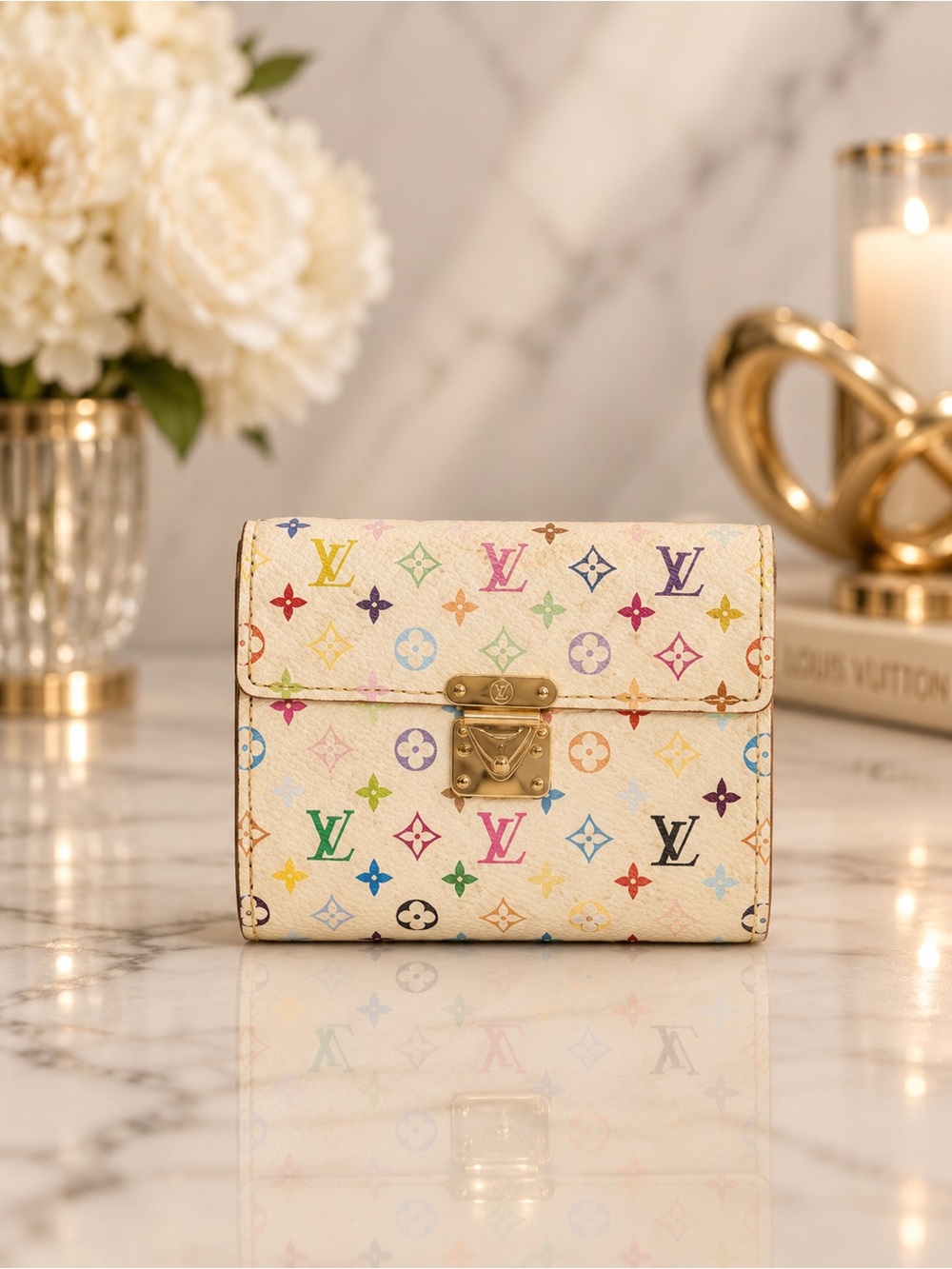 Louis Vuitton x Murakami White Multicolor Koala Compact Wallet | Full Inclusion
